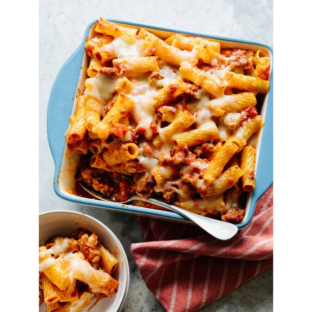 Baked Ziti with Meat Sauce and Zucchini
