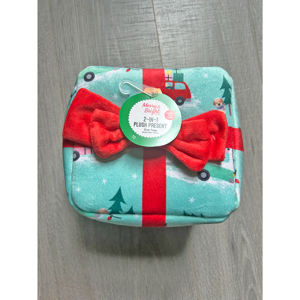 MERRY & BRIGHT Plush Gift Box w/ Plush Toy Inside (2in1)