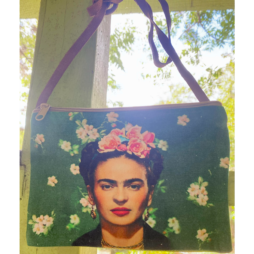 Frida Kahlo Sling Shoulder Bag w/ Leather Strap