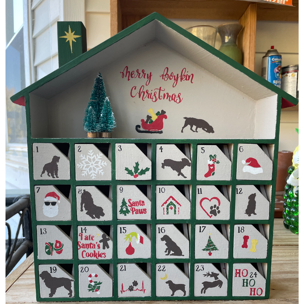 Hand Painted Boykin themed Advent House