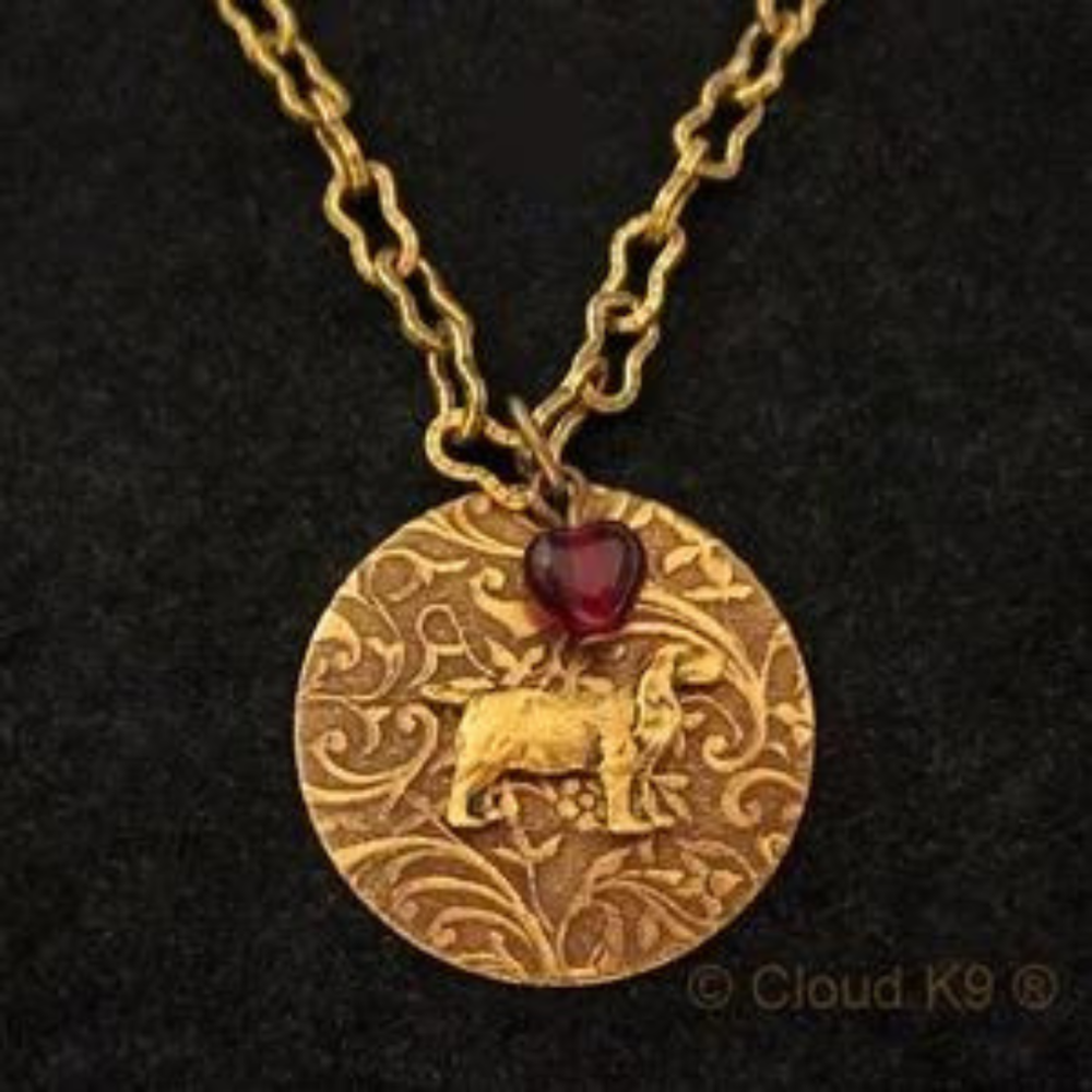 Brass Boykin Pendant with Red Glass Heart