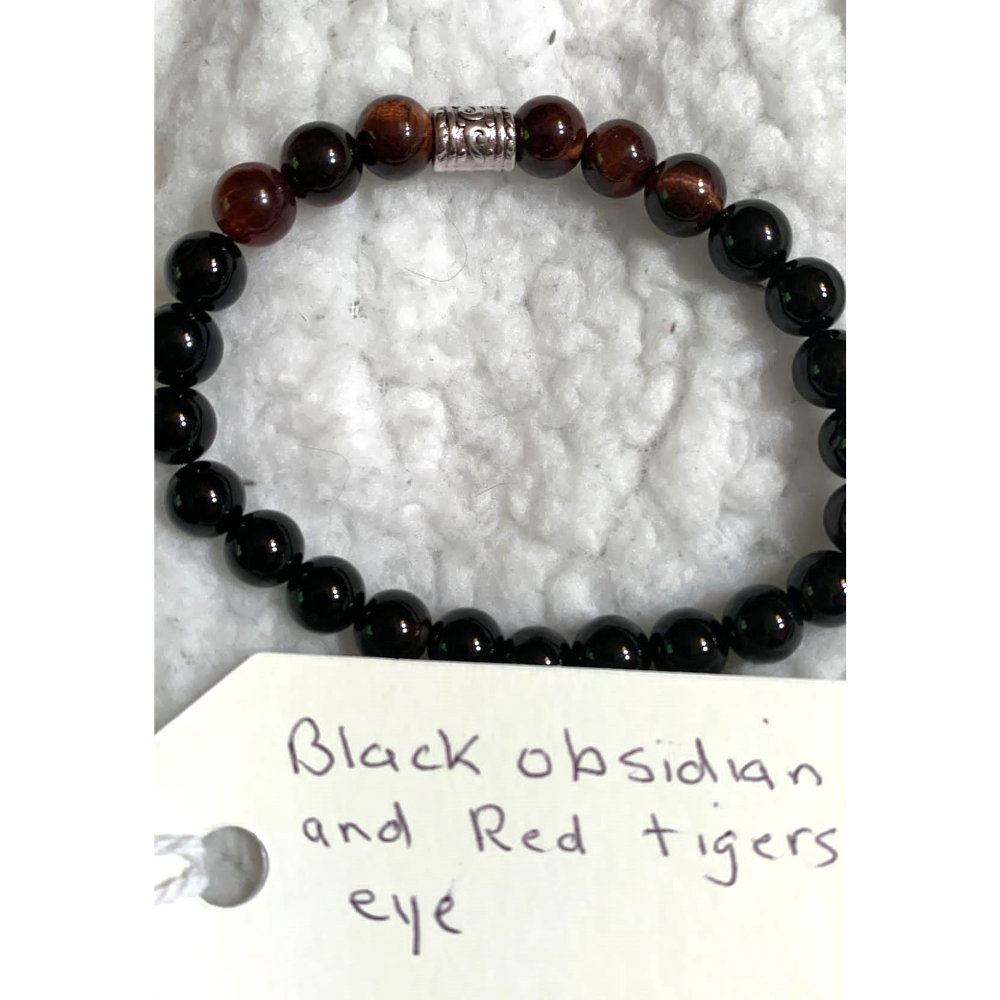 Handmade Bracket - Black Obsidan and Red Tigers Eye